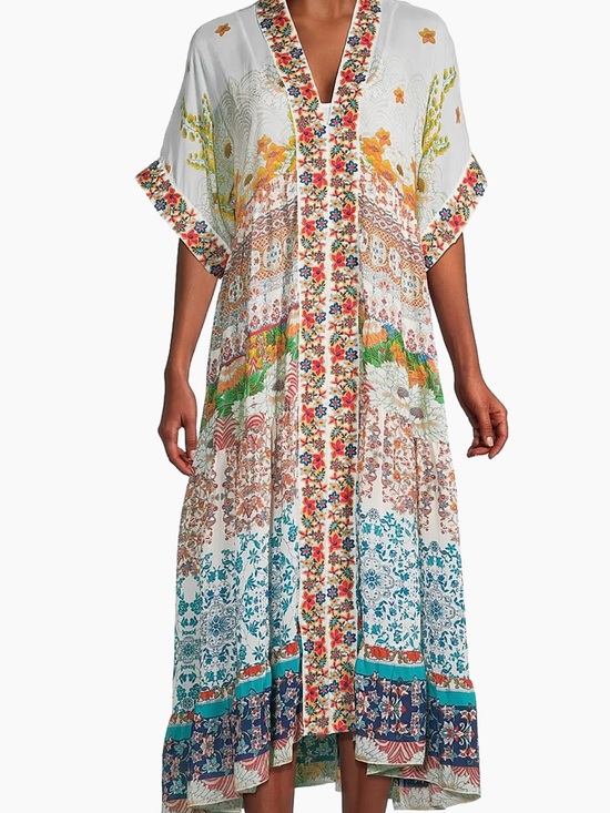 Johnny Was Tyna Embroidered Floral Print Midi Dress Boho Summer Womens S - Picture 8 of 8